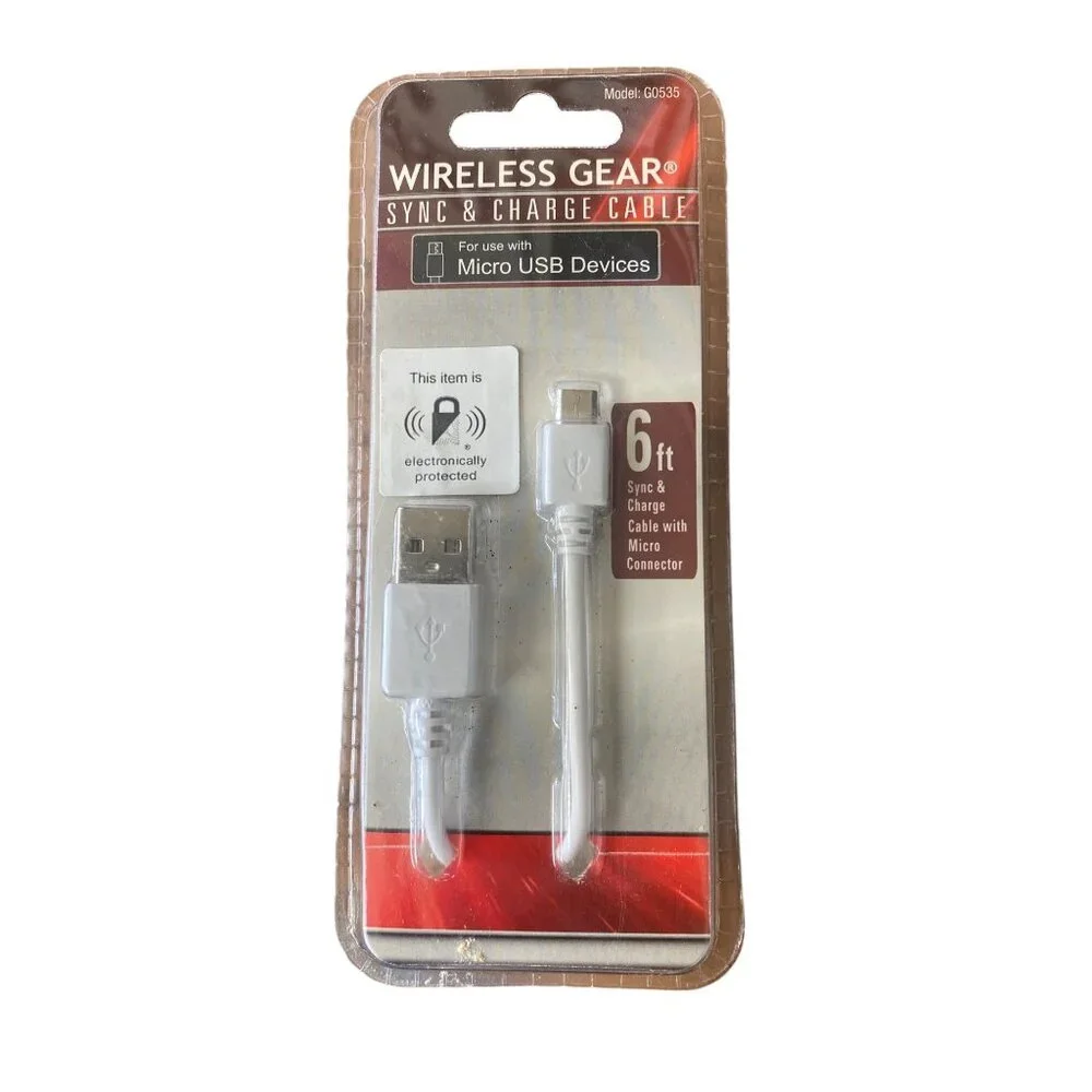 Wireless Gear 6 Ft Sync & Charge Micro USB Cable With Micro Connector